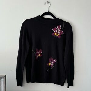 Camela Wool-Blend Mock-neck Floral Knit Sweater